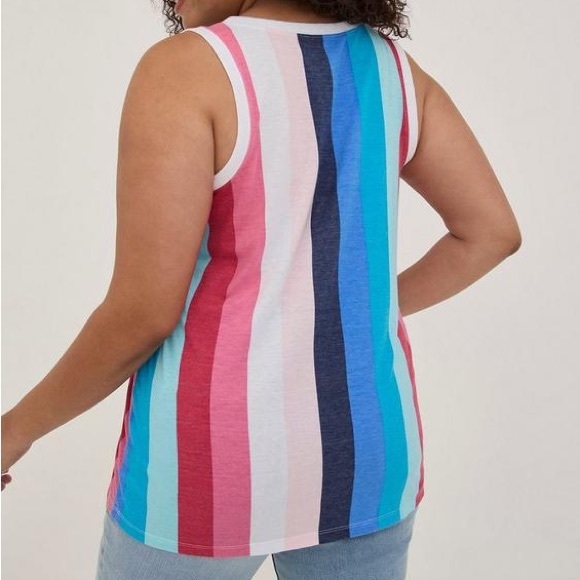 Torrid Vintage Triblend Jersey Pink White & Blue Crew Neck Tank - Picture 3 of 6
